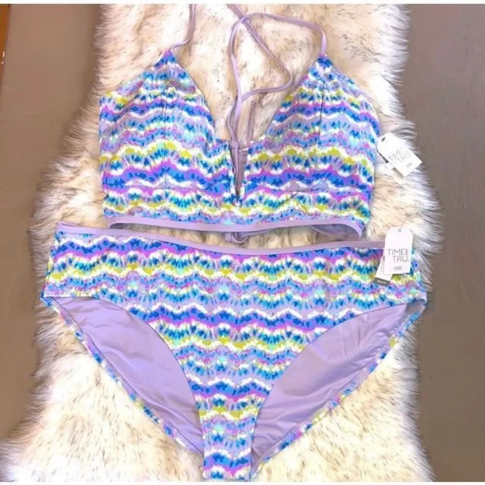 Women's Plus Size Wave Print Bikini Swimsuit Bathing Suit Size 3X